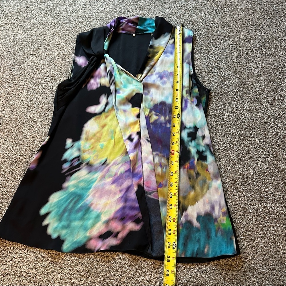 ELIE TAHARI S Blue Purple Black Silk Abstract Blouse R $295 - Picture 7 of 14
